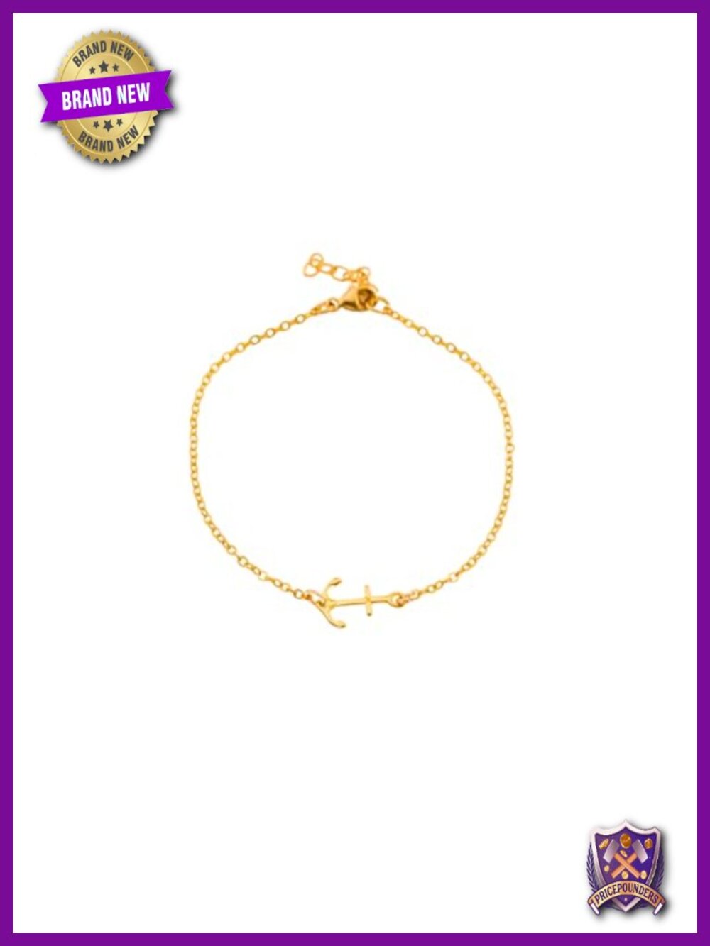 Minimalist Anchor Charm Bracelet, Nautical Dainty Jewelry Gift for Her, Gold